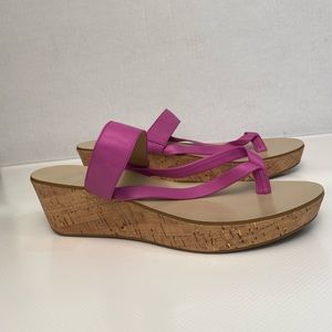 Simply Pelle women rose pink cork wedge slip on sandals. Size 9.5M. Used.